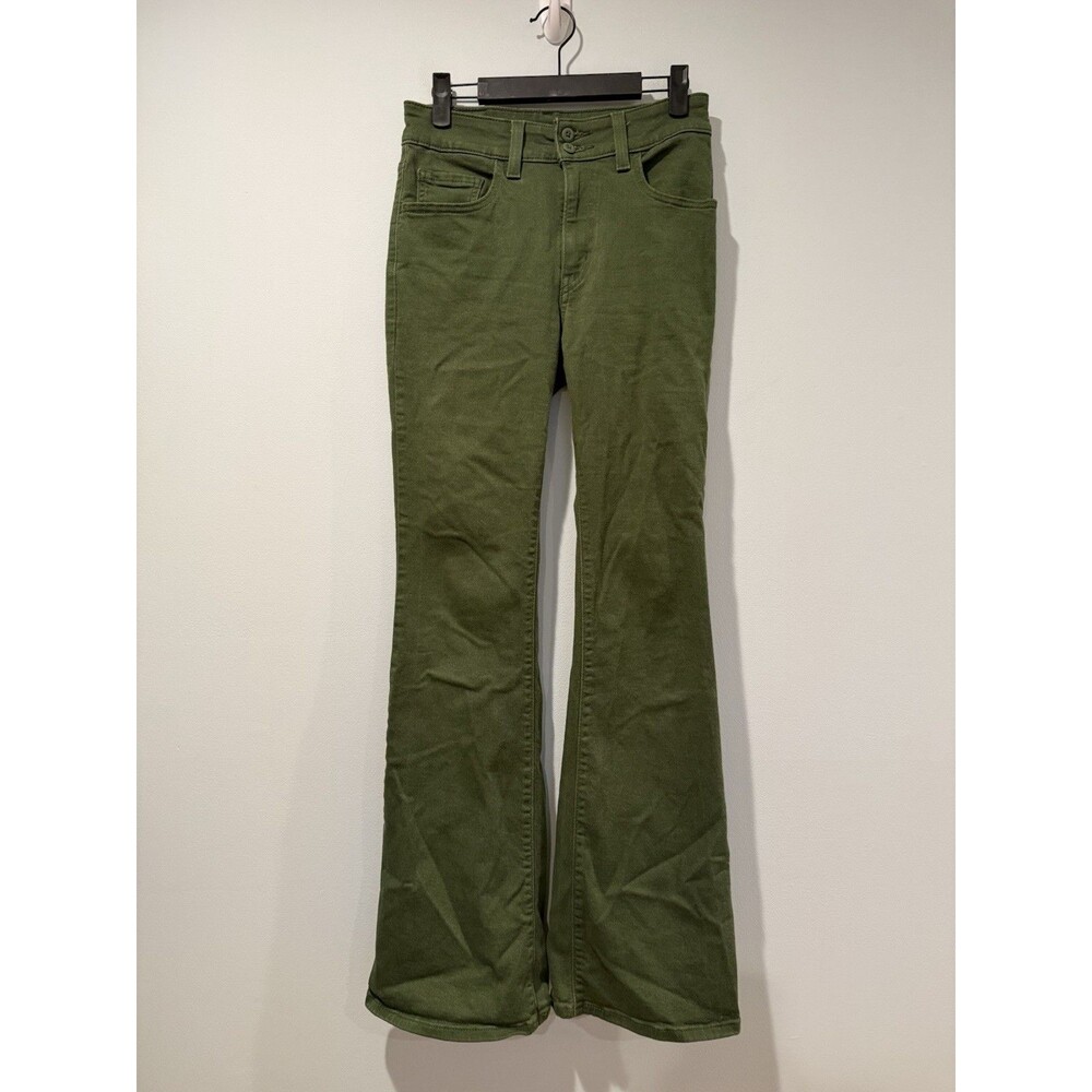 Levis 726 Flare Jeans Womens 26* Olive Green Stretch Y2K Work Travel Hippie Boho